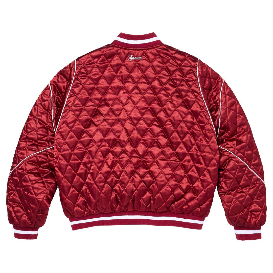Supreme Champion Quilted Satin Varsity Jacket Red