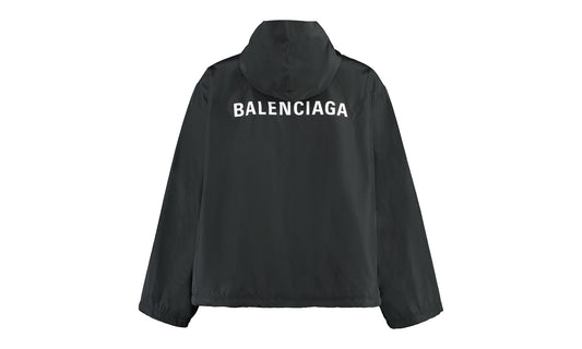 Balenciaga Windbreaker Jacket with Hood and Printed Logo