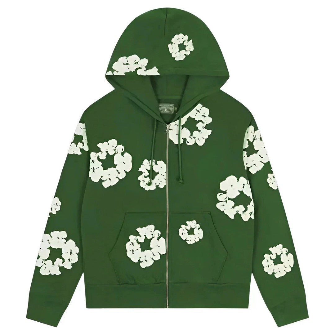 Denim Tears Cotton Wreath Zip Hoodie Green