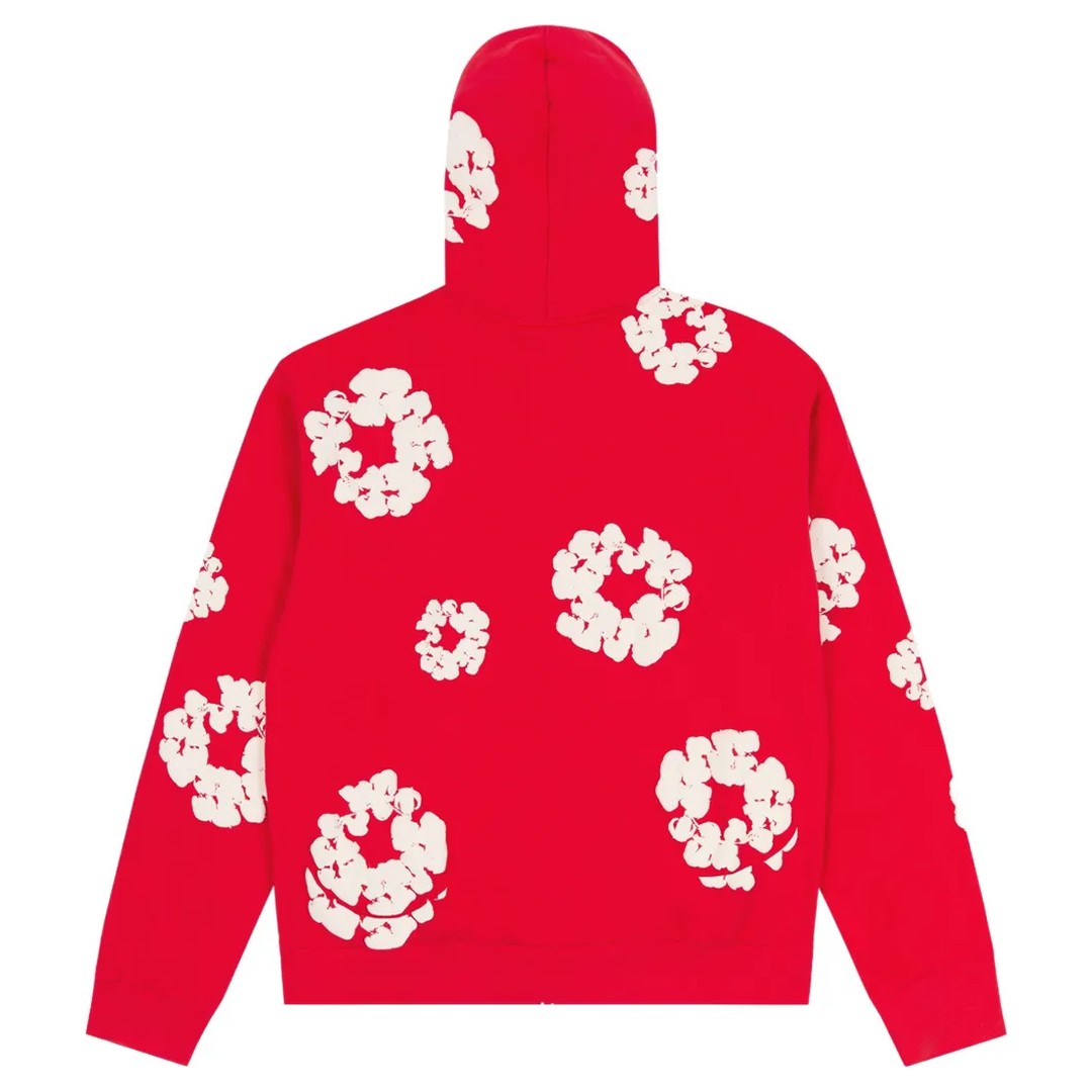 Denim Tears Cotton Wreath Zip Hoodie Red