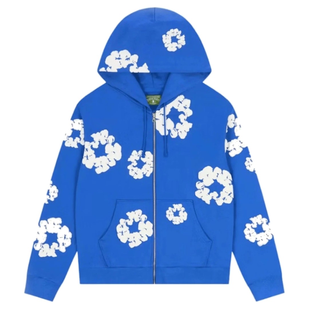 Denim Tears Cotton Wreath Zip Hoodie Blue