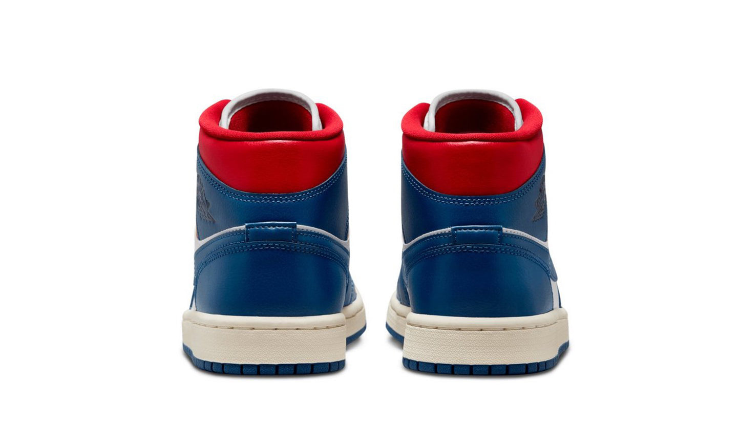 Jordan 1 Mid French Blue Gym Red Womens