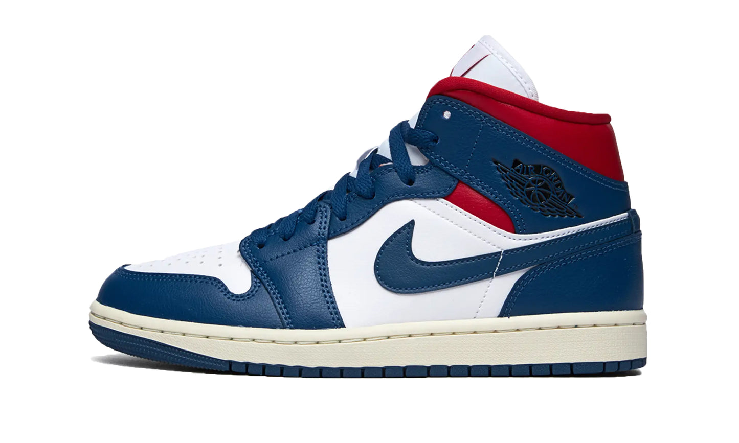 Jordan 1 Mid French Blue Gym Red Womens