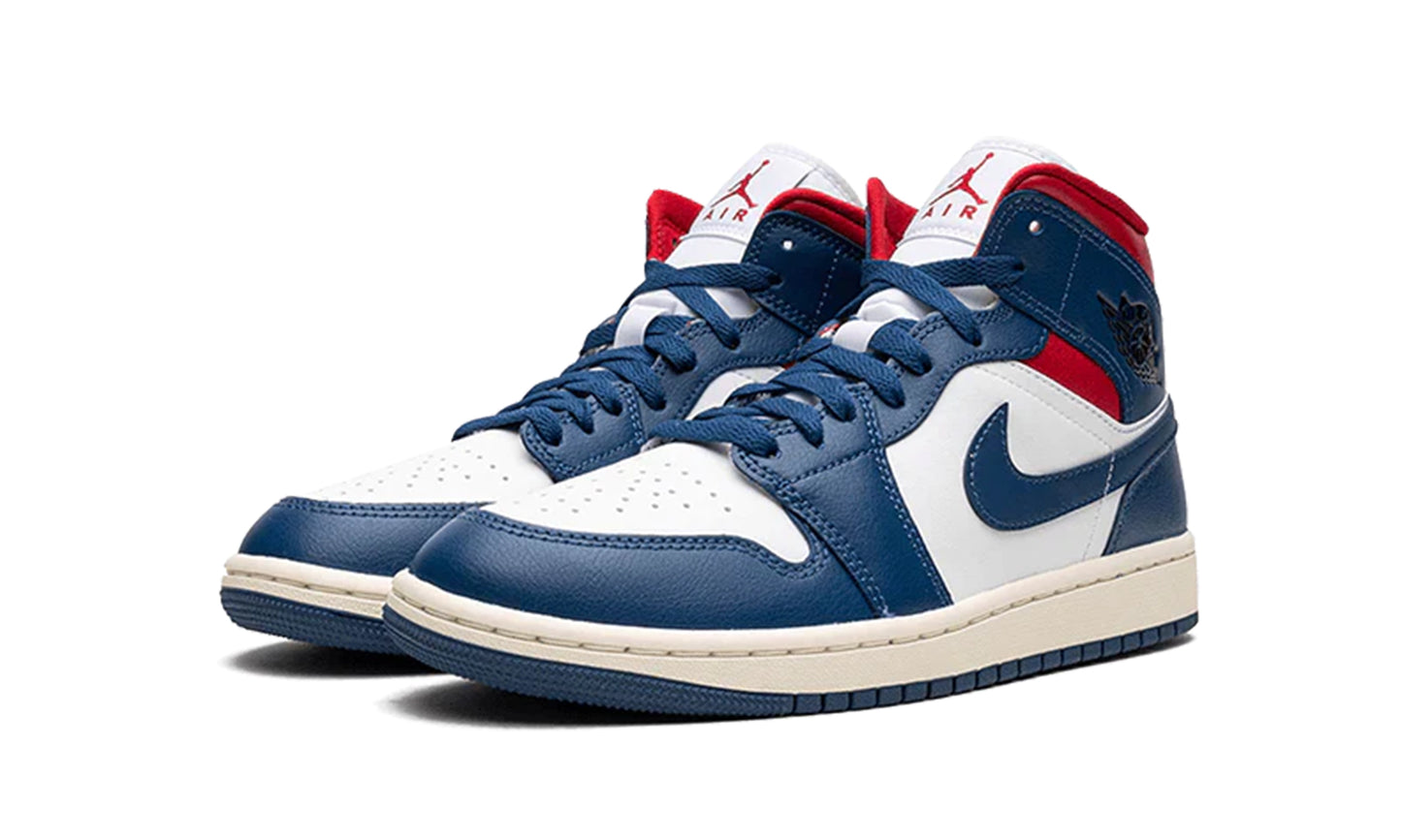 Jordan 1 Mid French Blue Gym Red Womens