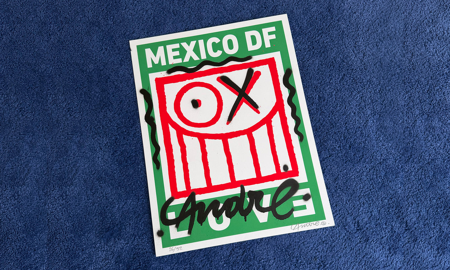 MEXICO DF LOVE Serigraph Art Print by André Saraiva Signed & Intervened