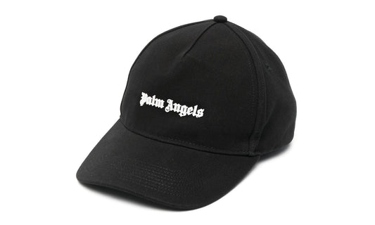 Palm Angels Logo-Print Cotton Cap Black