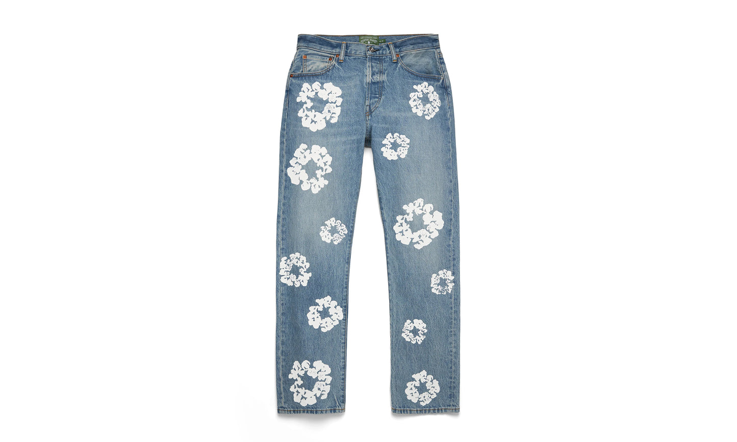 Denim Tears STRAIGHT COTTON WREATH DENIM PANT LIGHT WASH