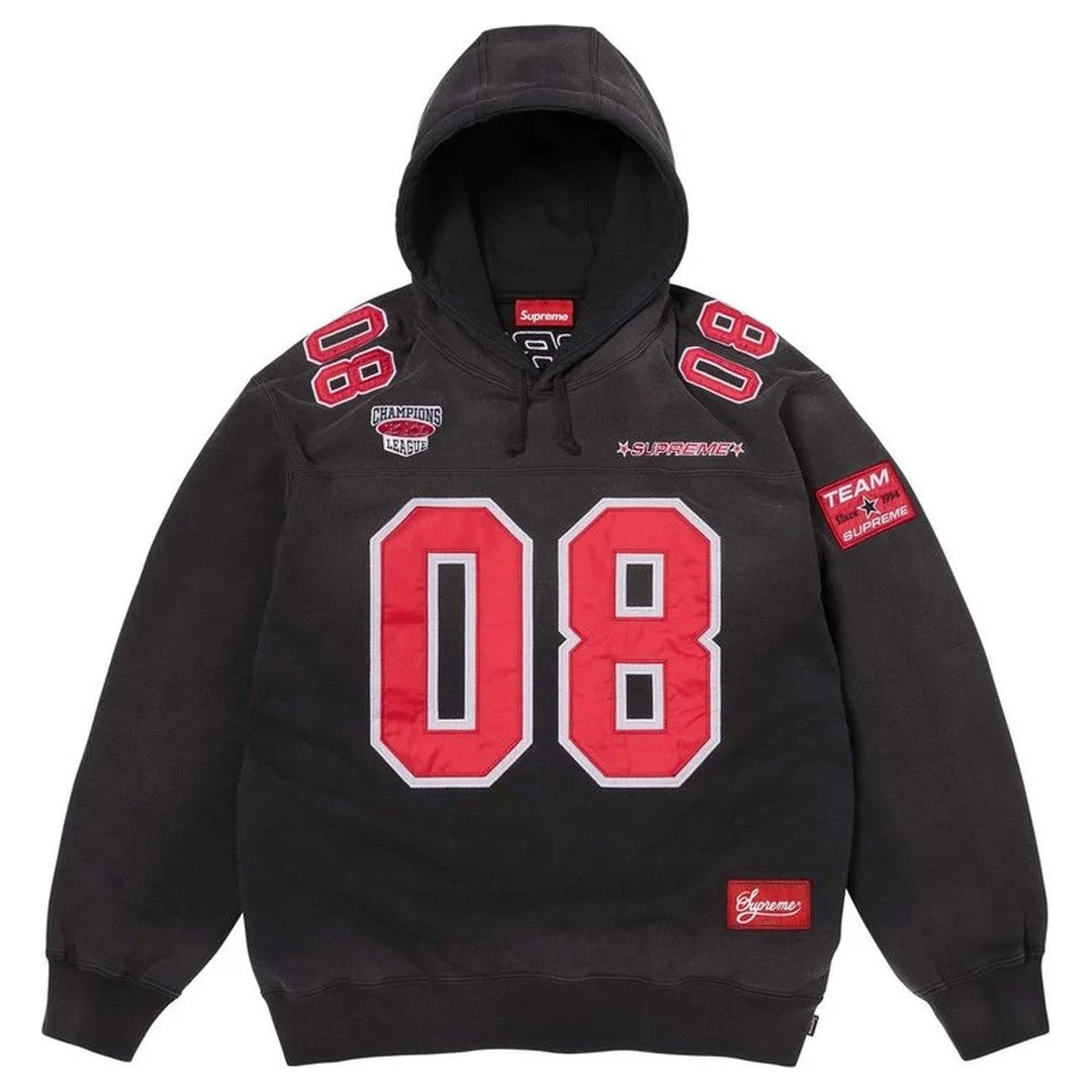 Supreme Football Jersey Hooded Sweatshirt Black