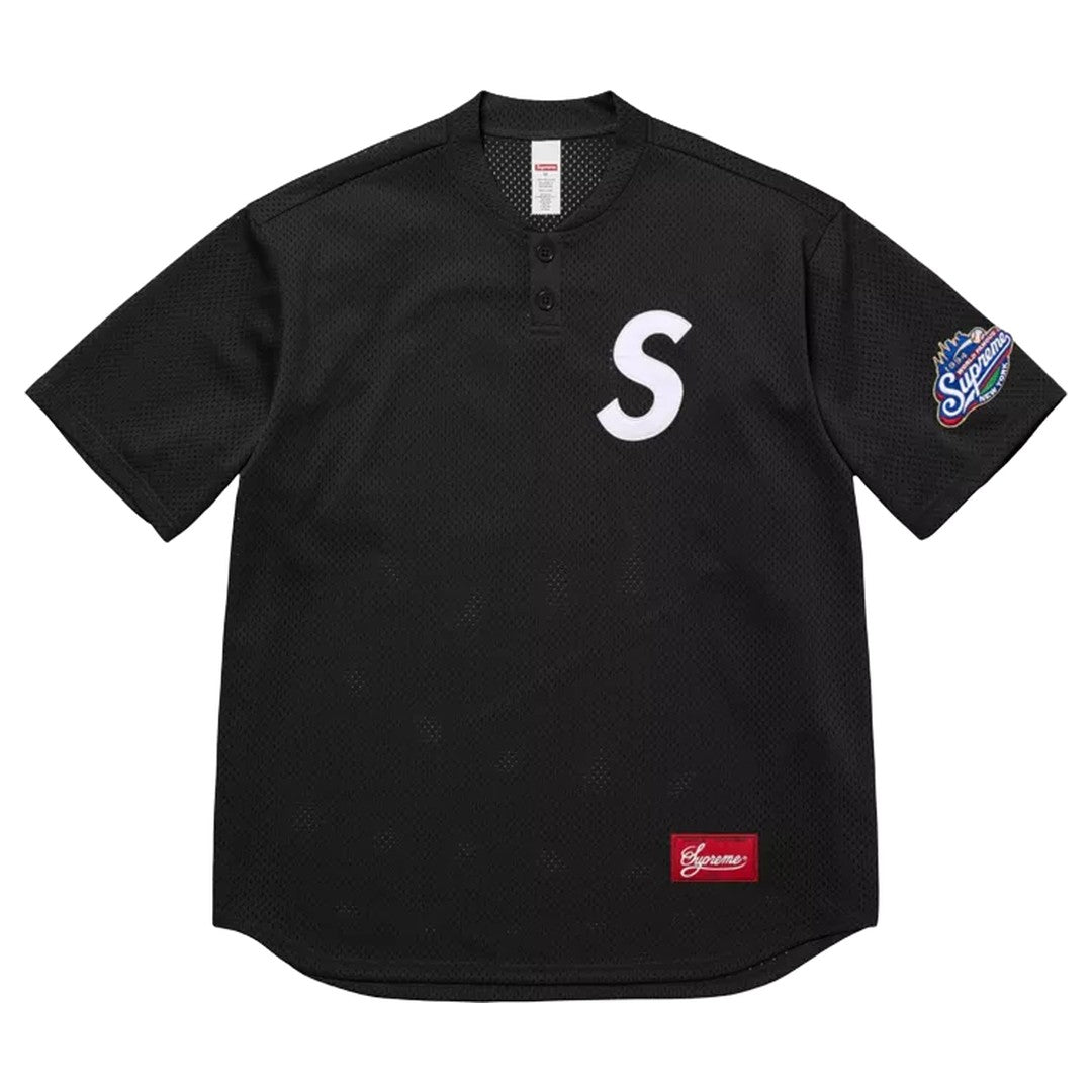 Supreme S Logo Baseball Henley Black