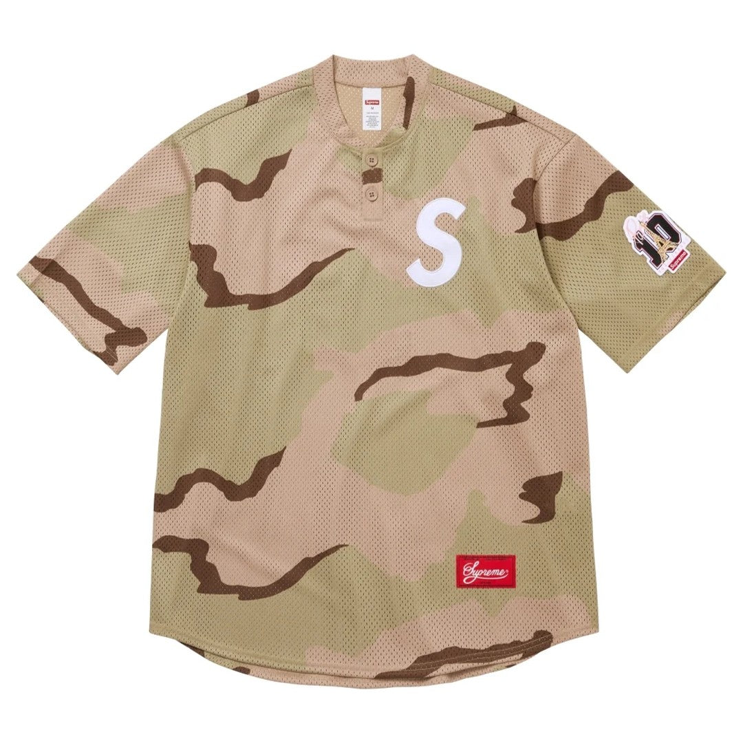 Supreme S Logo Baseball Henley Desert Camo
