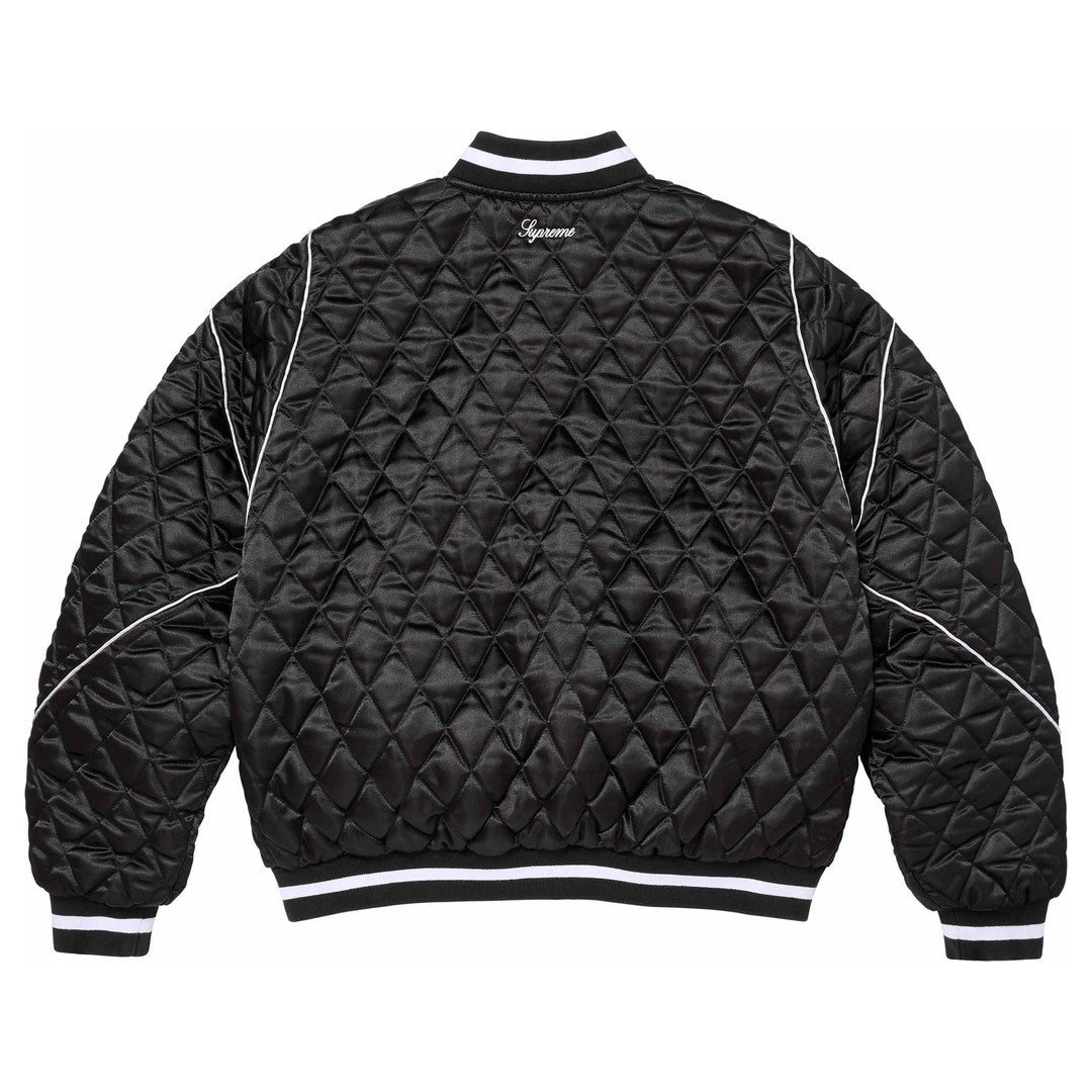 Supreme Champion Quilted Satin Varsity Jacket Black